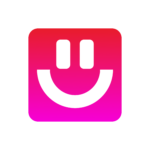 AnyTimeShoot logo featuring a bold white smiley face on a red-to-pink gradient square background, with the smiley formed by two vertical rectangles as eyes and a curved line as the mouth.